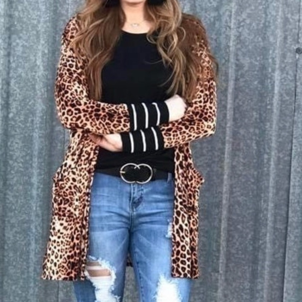 Leopard/Stripe Cardigan